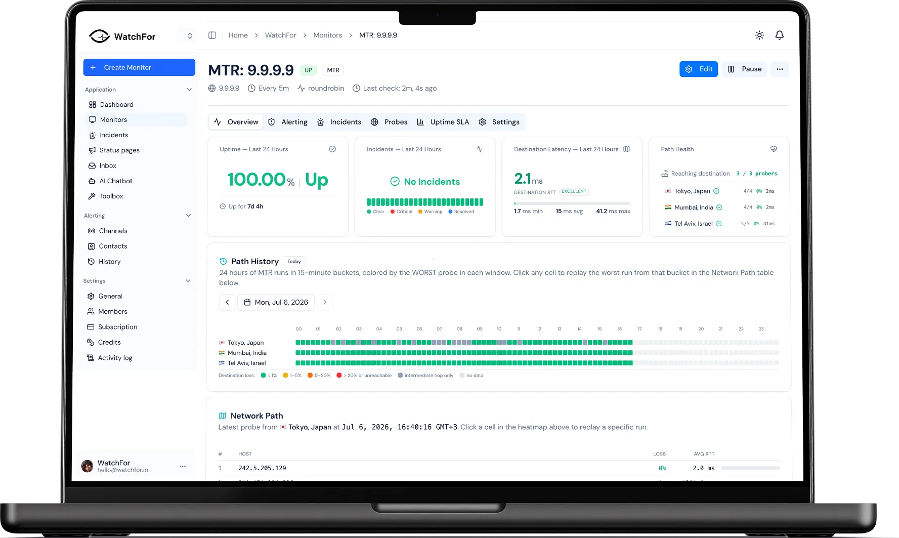 MTR (Network Path) Monitoring for Hop-by-Hop Visibility